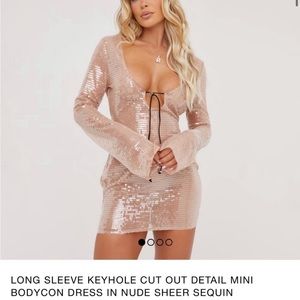Sequin keyhole sheer nude dress Size 8